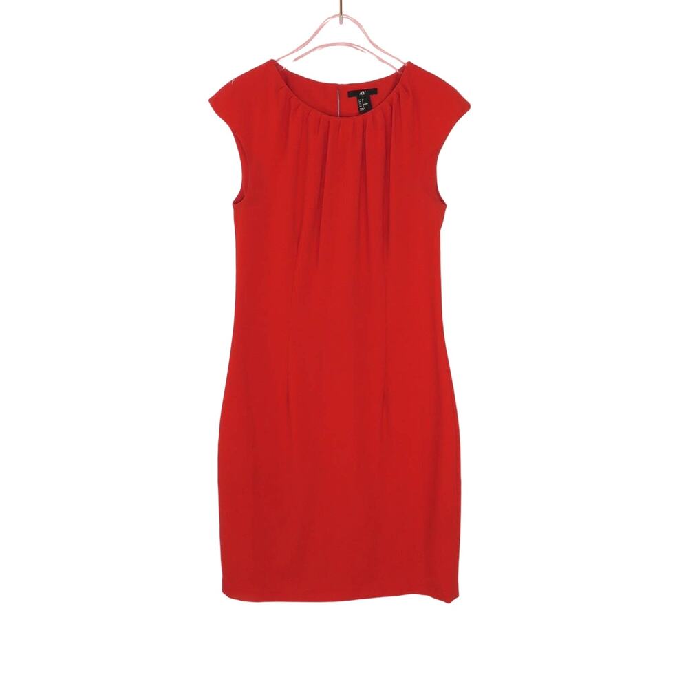 H&M Red Midi High Neck Cap Sleeve Formal Cocktail Dress Mini Dress Size 8 Medium